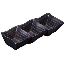Yamasita Craft 11429090 Black Bizen Wave Three-Piece Pot, 2.8 x 8.4 x 1.6 inches (7 x 21.2 x 4.2 cm)