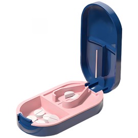 2 in 1 Pill Cutter Detachable Nonslip V-Shaped Pad Compact Travel-Friendly Design