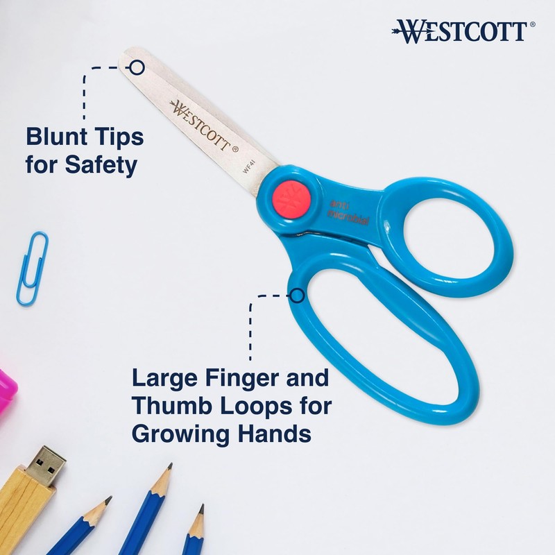 Westcott 14871 Right- and Left-Handed Scissors, Kids' Scissors, Back to