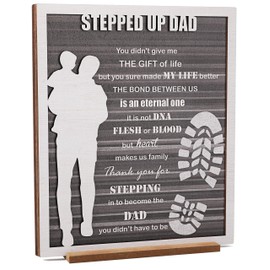 Fathers Day Step Dad Thank You Plaque - Gifts for Stepdad from Step Daughter Step Son, Step Father Birthday Gifts - bonus dad Gratitude Sign