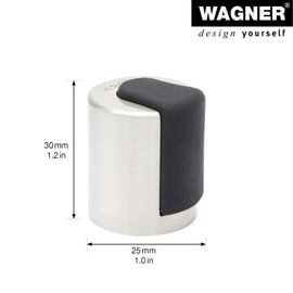 Wagner designer door stop, to screw in, brushed metal, thermoplastic rubber