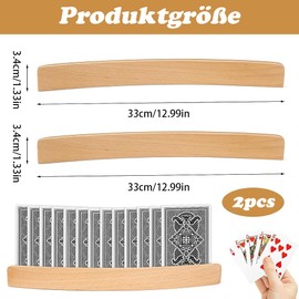 MQWDGJ Children's Card Holder, Pack of 2 Playing Card Holders, Wooden Card Holder, Playing Cards, Hands-Free Card Stand, Standing Poker Holder, Hands Poker Holder for Children, Seniors