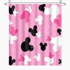 BIYSUC Pink Mouse Head Shower Curtain Black and White Children