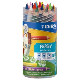 LYRA Ferby Wooden Chunky Coloured Pencils, 18 Pieces in Assorted Colours, Ideal for Children & Schools