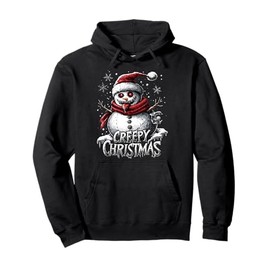 Creepy Christmas Scary Christmas Snowman Pullover Hoodie, black