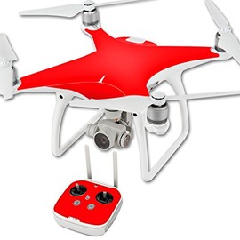 MightySkins Skin Compatible with DJI Phantom 4 Quadcopter Drone wrap Cover Sticker Skins Solid Red