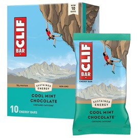Clif Bar CLIF BAR - Cool Mint Chocolate with Caffeine - Made with Organic Oats - Energy Bars - Non-GMO - Plant Based Protein Bars (10 Pack)