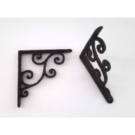 LB H&F Set of 2 Shelf Brackets Cast Iron Solid Heavy Quality Antique Style Shelf Brackets Wall Brackets (Art Deco)