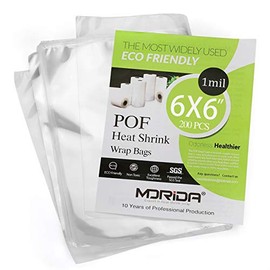 MORIDA 200 pcs 6X6 inch POF Heat Shrink Wrap Bags 100 Gauge, Softer, Clear Film for Bath Bombs, Soaps, Cookies, and DIY Handmade Crafts, Odorless, Non-Toxic, Food Safety Quality, ECO - Friendly