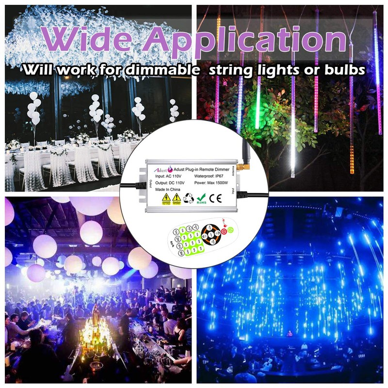 Outdoor Dimmer for String Lights 1500W, IP67 Waterproof/150FT Range/Timer Control/3