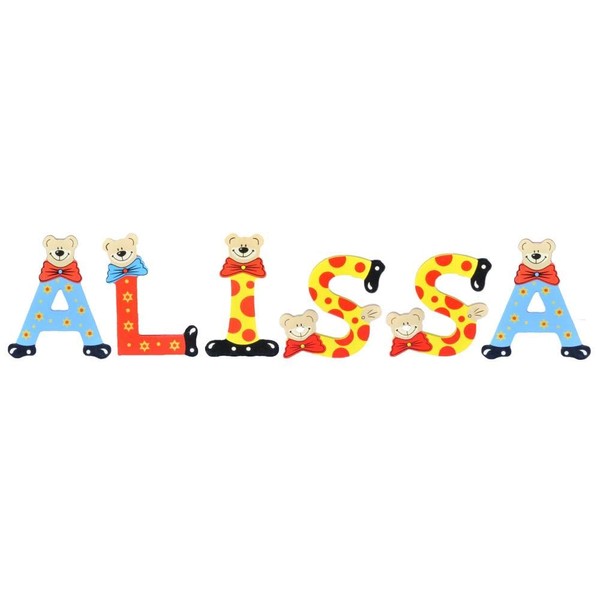Playshoes Children's Wooden Letters Names Alissa – Assorted Colours