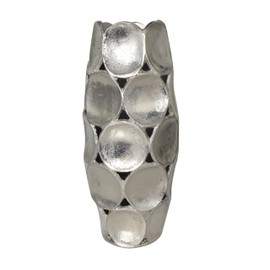 Deco 79 Aluminum Metal Decorative Vase Geometric Open Framed Centerpiece Vases with Circular Plates, Set of 2 Flower Vases for Home Decoration 13", 11" H, Silver