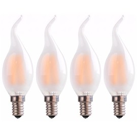 E12 C35T 4W LED Bulb Frosted Milky White Glass 2700K Warm White Light Retro Candle Light LED Candelabra Bulb Dimmable 40W Equivalent Candle Bulb for Home Lighting Living Room Dining Room, 4 Pack