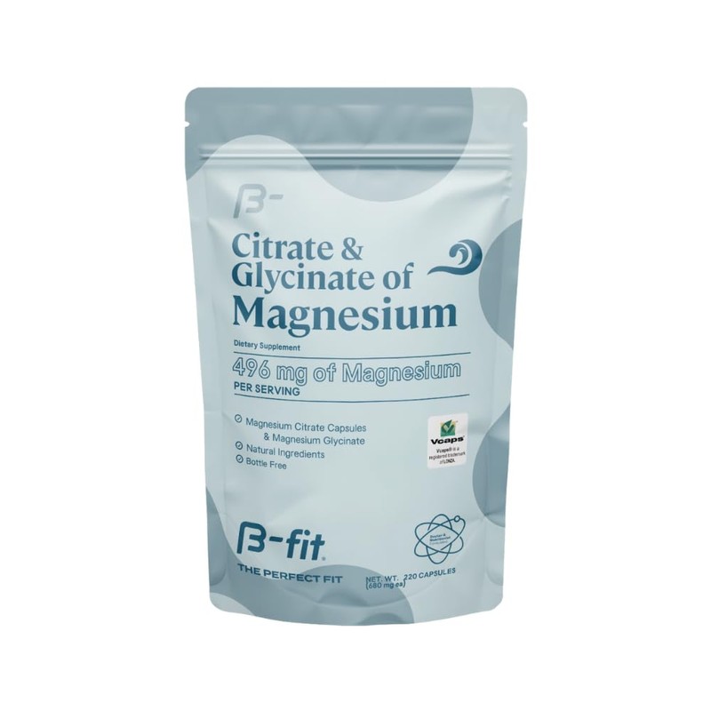 B-FIT Suplemento Citrato y Glicinato de Magnesio, 220 Cápsulas