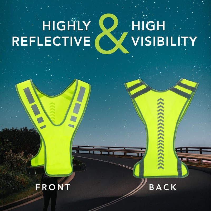 MaximalPower Reflective Vest for Walking at Night - Adjustable Reflective
