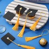 JarThenaAMCS 120 Sheets Mini Graduation Cap Black Hats with Gold