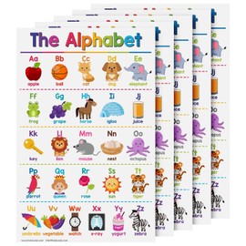 FoldCard Alphabet Educational Charts for Preschool to Gradeschool Kids – Bright and Colorful Visual/Learning Aid Poster for Classroom or Home | Glossy Durable Cardstock | 11" x 17" | 5 per Pack