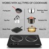 CUSIMAX Double Burner, 1800W Electric Hot Plate, Ceramic Infrared Cooktop