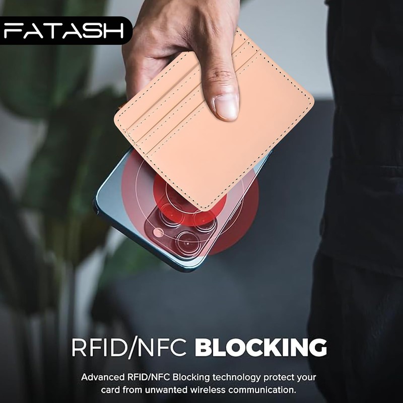 FATASH PU Leather Credit Card Holder Wallet, RFID Blocking Ultra