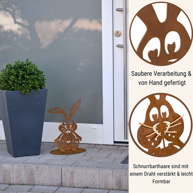Rostikal Patina Rabbit Figurine for Easter Decoration, 30 x 19