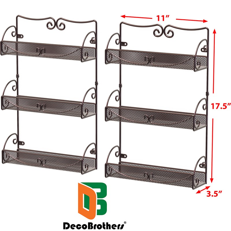 Deco Brothers 3 Tier Wall Mounted Spice Rack, 2 Pack,