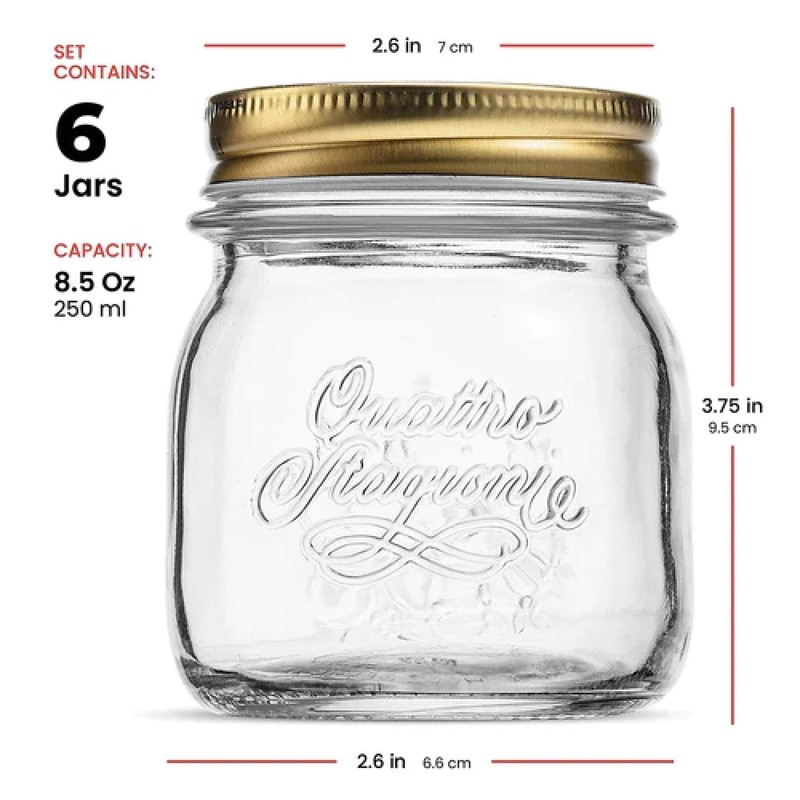 Bormioli Rocco Quattro Stagioni 8.5 Oz. Mason Jar (Set of