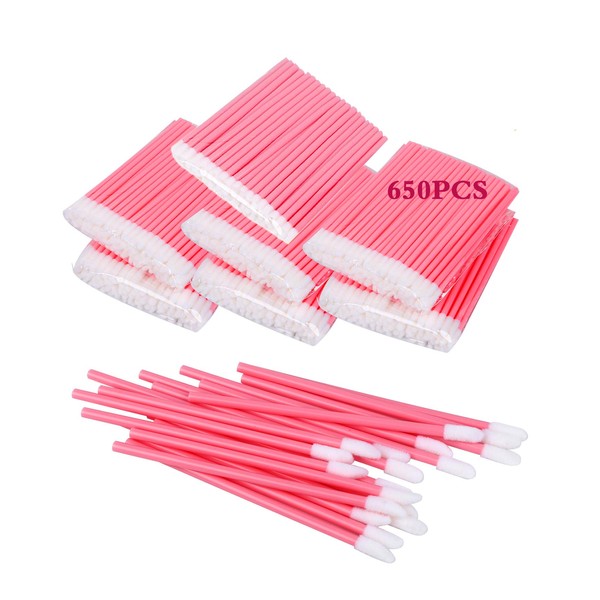 650PCS Disposable Lip Gloss Applicators Make Up Brush Lipstick Wands Makeup Applicators Brushes Applicator Tool Makeup Beauty Tool Kits Disposable Lip Brushes Tool Kits Pink