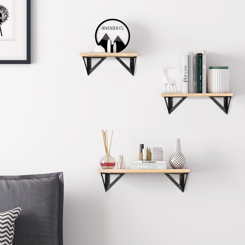Vilobos Wall Mounted Floating Shelf Set of 3 Solid Wood