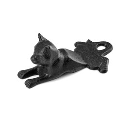 QWORK Iron Door Stopper, Decorative Vintage Anti-Rust Door Cat Stop Wedge for Bedroom, Bath and Exterior Doors, Black