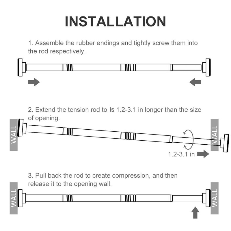 Ausemku Shower Curtain Rod Tension - 26-76 Inch Never Rust