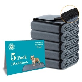Bunlitent Washable Pee Pads for Dogs 5 Pack, 18x24, Reusable Puppy Pads, Washable Potty Pads with Quick Dry, Anti-Slip Dog Cat Pee Pads, Whelping Pads, Puppy Mat.