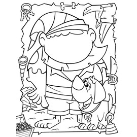 Funny Faces Coloring Sticker Book - Pirates Includes 2 Pages with Over 50 Stickers 16 Pages