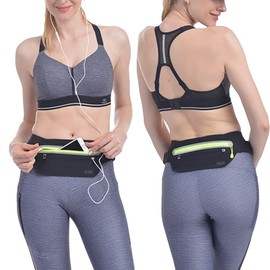 CHROME CRANE RB024 Sports Waist Pouch Bag Storage Earphone Jack Included Smartphone Mobile Running, 01.black