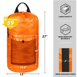 CATOTEL Laundry Bag with Shoulder Straps and Mesh Pocket Laundry Backpack Large Portable Laundry Hamper for College Laundromat Apartment