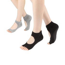 Panda Bros 2PCS Yoga Socks for Women, Toeless Non Slip Skid Grip Sock - Sports, Barre, Ballet, Dance