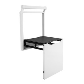 Wall Mounted Folding Stool, 90° Folding Shower Seat with Armrests, Foldable Shower Bench Shoe Changing Stool, Space Saving Hidden Stools for Entrance Halls, Washrooms, Living Rooms (White)