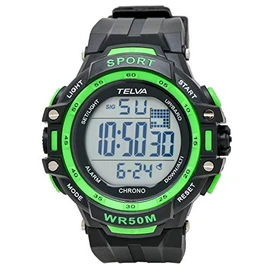 CREPHA TE-D281-GN Men's Watch, Digital, Waterproof, Multifunctional, Urethane Strap, Black