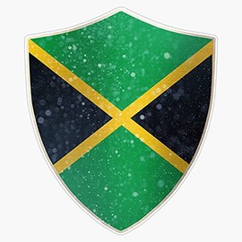 HOF Trading Jamaica Flag Shield Vinyl Sticker Waterproof Decal Laptop Wall Window Bumper Sticker 5"