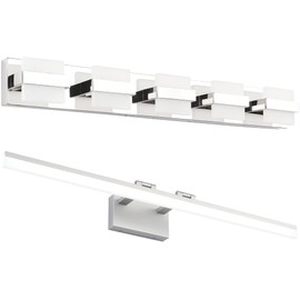 SOLFART LED Vanity Lights Bundle 7248-5T and 8778-1000mm-Silver Modern Bathroom Gloss Chrome Vanity Lights