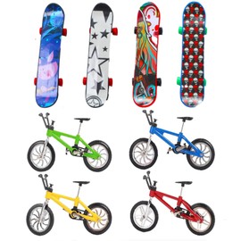 GETFACAI 8 PCS Finger Bike, Finger Bikes, Finger Skateboard, Cute T Head Scooter Set for Finger Sport Toy, Mini Skateboards for Kids Finger, Fingertip Movement Party, Finger Toy Set
