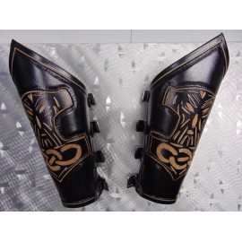 metaldevastation.com KAMPFAR..   LEATHER GAUNTLET THOR'S HAMMER.VIKING BLACK METAL...(MDLG0 - LEFT, LACES
