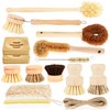15 Pcs Bamboo Dish Brush Set with 65 Ft Hemp