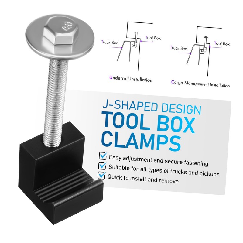 CHILDWEET 4 Pcs J Bolt Tool Box Clamps for Trucks