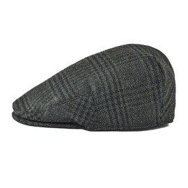 FEINION Men's Wool Tweed Newsboy Ivy Cap Gatsby Golf Flat Hat (Plaid Green, 7 1/2)