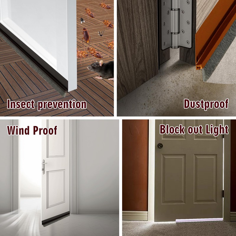 Door Draft Stopper Bottom Seal - 39" with Brush Rubber