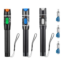 Moocci 3 Pcs Visual Fault Locator Fiber Optic Tester - VFL Fiber Optic Cable Tester Meter with FC to LC Adapter - Fiber Optic Tools Kit for FC/SC/ST/LC Connector,Network Cable Test - Green Blue White