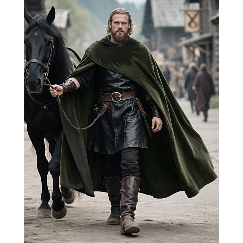 keland Medieval Cape with Hood Renaissance Hooded Cape Hobbit Costume