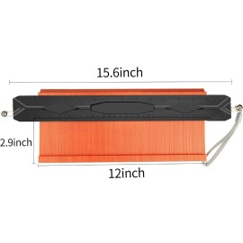 Torfican 12" Widen Contour Gauge Profile Tool with 2 Locks, Extend Aluminum Core Duplicat