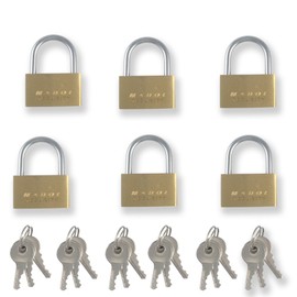 1 Inch 25mm Small Mini Brass padlock with Brass Chromed Keys PACK of 6 all Keyed Alike [625KA-6] Mini Tiny Locks Keyed for Jewelry Box or suitcases and diaries