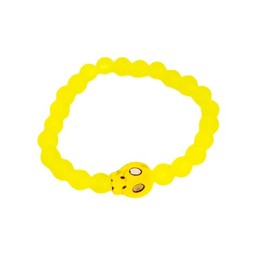 Frosted Yellow Stretch Bracelet with Skull Adornment